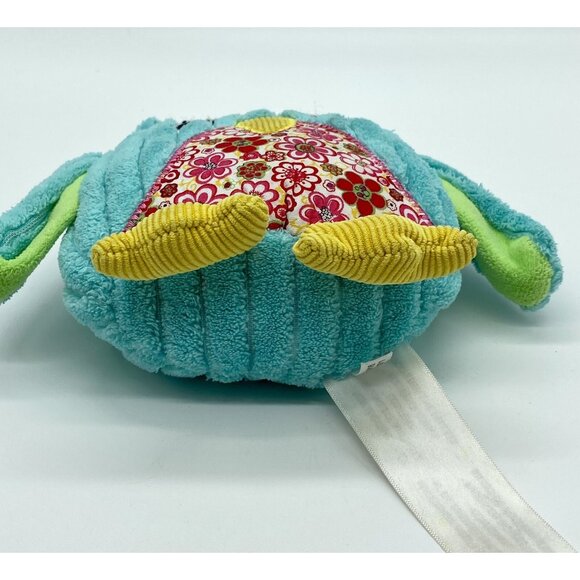 2014 Animal Adventure Corduroy Turquoise Blue Flat Owl Floral Plush Stuffed - Picture 5 of 5